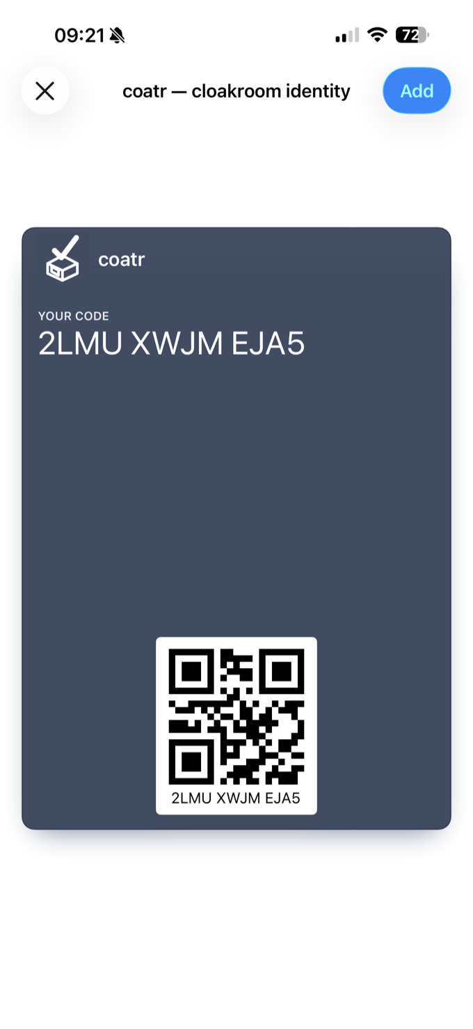 coatr pass added to Apple Wallet